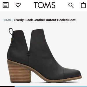 Toms Everly black leather cutout heeled boot